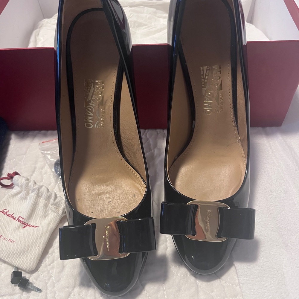 Salvatore Ferragamo Black Bow Pumps